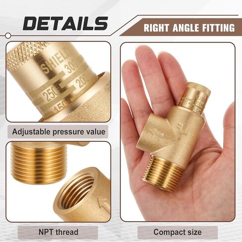 1/2" x 3/4" Poppet Adjustable Relief Valve Pressure Relief Valve with 100-300 Psi for Water Systems in Saudi Arabia