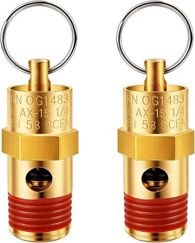 2 Pcs 1/4 Inch NPT 175 PSI Air Compressor Pressure Relief Safety Valve, Brass Safety Valve for Air Compressor NPT Threaded Airs Compressor Part for Water Discharge in Saudi Arabia