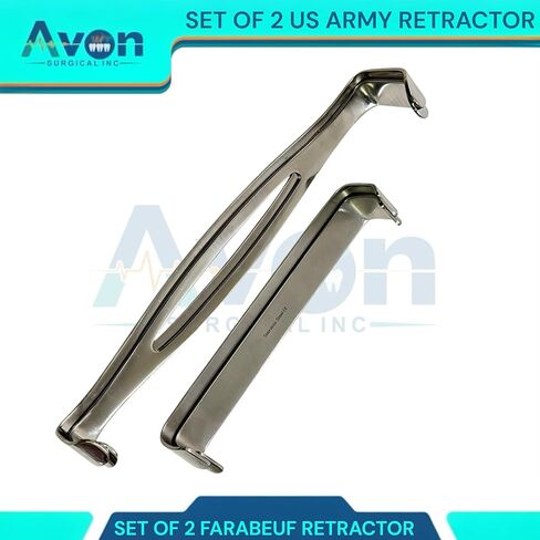 8.5" US Army Fenestrated Design & 6" Farabeuf - Pack of 4 Double-Ended - Dual-Action Retractor Spreaders - Stainless Steel in Kuwait