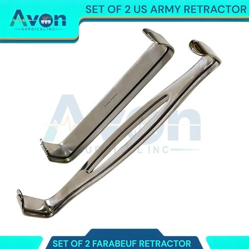 8.5" US Army Fenestrated Design & 6" Farabeuf - Pack of 4 Double-Ended - Dual-Action Retractor Spreaders - Stainless Steel in Kuwait