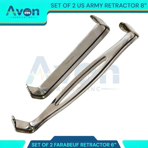 8.5" US Army Fenestrated Design & 6" Farabeuf - Pack of 4 Double-Ended - Dual-Action Retractor Spreaders - Stainless Steel in Kuwait