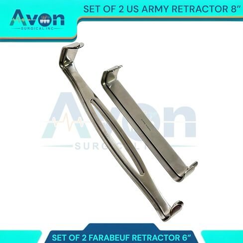 8.5" US Army Fenestrated Design & 6" Farabeuf - Pack of 4 Double-Ended - Dual-Action Retractor Spreaders - Stainless Steel in Kuwait