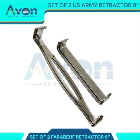 8.5" US Army Fenestrated Design & 6" Farabeuf - Pack of 4 Double-Ended - Dual-Action Retractor Spreaders - Stainless Steel in Kuwait