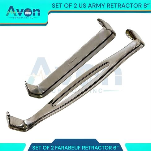 8.5" US Army Fenestrated Design & 6" Farabeuf - Pack of 4 Double-Ended - Dual-Action Retractor Spreaders - Stainless Steel in Kuwait
