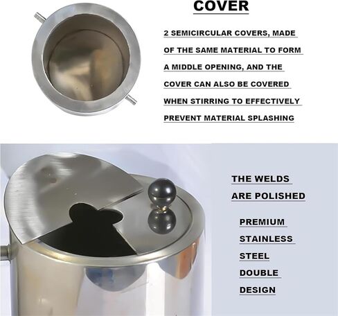 Laboratory Stainless Steel Drum, Double Layer Stainless Steel Disperser Barrel with 2 Semicircular Covers, 99mm Inner Diameter, Outer 127mm, for Laboratory Disperser Stirrer in Kuwait