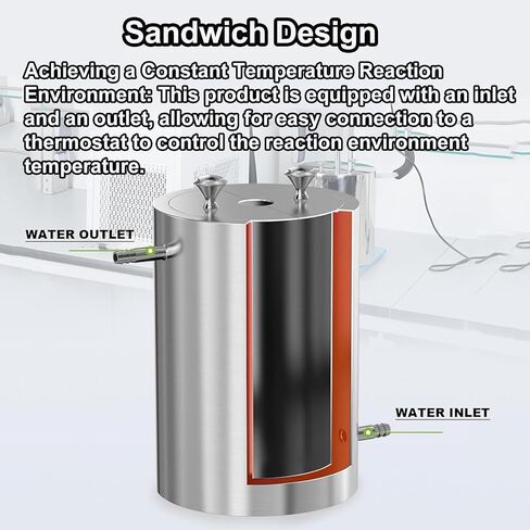 1.5l Laboratory Disperser Barrel, Stainless Steel Disperser Mixing Drum with Includes Lid, Thickness 12.5mm, Outer Diameter 125mm, Inner Diameter 100mm, for Laboratory Stirrer in Kuwait
