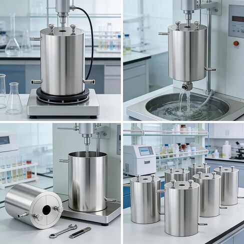 1.5l Laboratory Disperser Barrel, Stainless Steel Disperser Mixing Drum with Includes Lid, Thickness 12.5mm, Outer Diameter 125mm, Inner Diameter 100mm, for Laboratory Stirrer in Kuwait
