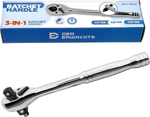 1/4-Inch Stubby Ratchet Wrench, Socket&Bit Driver, 72-Tooth, Chrome Alloy Made, Chrome Plated Finish in Kuwait