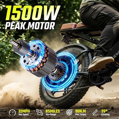 دراجة كهربائية SISIGAD للبالغين، محرك ذروة 1800 وات، 32 ميل في الساعة 70 ميل، إطار سميك 20 بوصة دراجة E ريترو، بطارية قابلة للإزالة 48 فولت 15 أمبير، Ebkie 7 سرعات للتنقل في المدينة، الطرق الوعرة، الجبال، UL 2849 in Kuwait