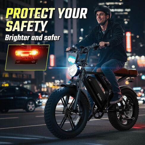 دراجة كهربائية SISIGAD للبالغين، محرك ذروة 1800 وات، 32 ميل في الساعة 70 ميل، إطار سميك 20 بوصة دراجة E ريترو، بطارية قابلة للإزالة 48 فولت 15 أمبير، Ebkie 7 سرعات للتنقل في المدينة، الطرق الوعرة، الجبال، UL 2849 in Kuwait