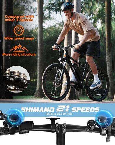 Qlife Electric Bike for Adults/Teens Racer-28MPH 21-Speed Peak 1200W Brushless Motor Adult Electric Bicycles, 48V 10.4Ah Removable Battery Mountain Ebike, Up to 55 Miles, 27.5X2.1 Tire E Bike in Saudi Arabia