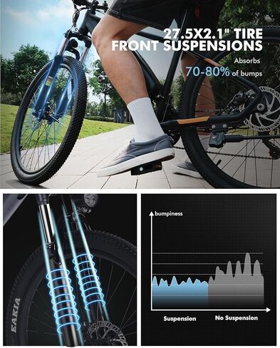 Qlife Electric Bike for Adults/Teens Racer-28MPH 21-Speed Peak 1200W Brushless Motor Adult Electric Bicycles, 48V 10.4Ah Removable Battery Mountain Ebike, Up to 55 Miles, 27.5X2.1 Tire E Bike in Saudi Arabia