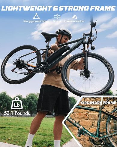 Qlife Electric Bike for Adults/Teens Racer-28MPH 21-Speed Peak 1200W Brushless Motor Adult Electric Bicycles, 48V 10.4Ah Removable Battery Mountain Ebike, Up to 55 Miles, 27.5X2.1 Tire E Bike in Saudi Arabia