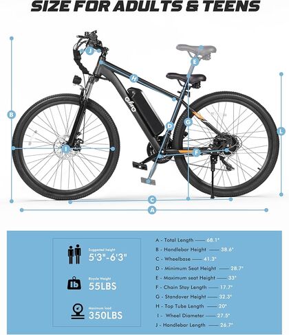 Qlife Electric Bike for Adults/Teens Racer-28MPH 21-Speed Peak 1200W Brushless Motor Adult Electric Bicycles, 48V 10.4Ah Removable Battery Mountain Ebike, Up to 55 Miles, 27.5X2.1 Tire E Bike in Saudi Arabia