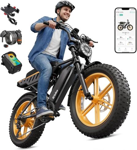 دراجة كهربائية للبالغين، محرك ذروة بقوة 1500 واط، سرعة قصوى تبلغ 30 ميلاً في الساعة، نطاق 60/110 ميل، بطارية 48 فولت 15 أمبير قابلة للإزالة، إطار سميك 20 × 4.0 بوصة، دراجة كهربائية مع نظام تعليق، UL 2849 in Kuwait