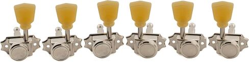 Musiclily Pro R18T 3R3L 18:1 Ratio Semi Closed Vintage Hybrid Style Locking Machine Heads Tuners Tuning Pegs Keys with Keystone Button for Acoustic Electric Guitar, Nickel in Saudi Arabia