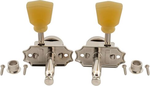 Musiclily Pro R18T 3R3L 18:1 Ratio Semi Closed Vintage Hybrid Style Locking Machine Heads Tuners Tuning Pegs Keys with Keystone Button for Acoustic Electric Guitar, Nickel in Saudi Arabia