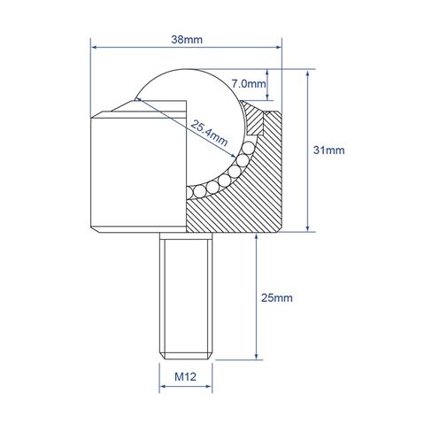 Ball Caster Roller Transfer Bearing - Ball Transfer Unit Appliance Caster Transmission 1 Inch M12,Stud Mounted,Thread Stem,Nylon & Carbon Steel,550 Lbs Total Load Capacity,Set of 4 in Kuwait