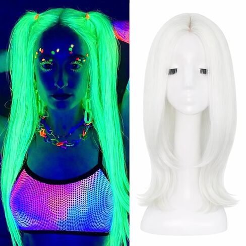 24 بوصة متوهجة في شعر شعر مستعار مستقيم داكن اللون الأبيض الطبيعي المظهر الطبيعي الجزء الأوسط الاصطناعي الطويل لاستخدام مهرجان حفلات تأثيري in Kuwait