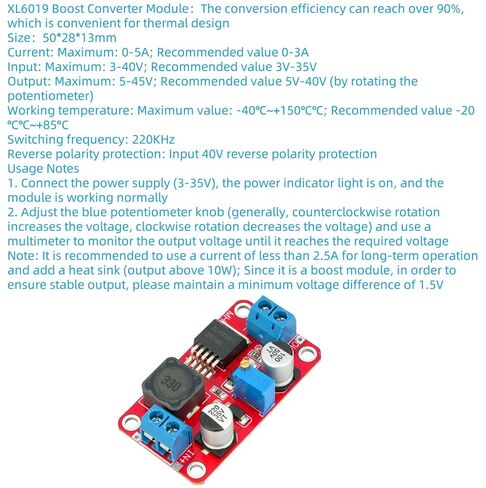 5 قطعة دفعة تحويل XL6019 5A عالية الطاقة DC-DC قابل للتعديل وحدة 5 فولت 6 فولت 12 فولت 24 فولت 3-35 فولت إلى 5-40 فولت قابل للتعديل الجهد in Saudi Arabia