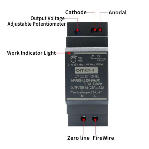 HDR-30-24 24V 1.5A 36W Ultra-Slim DIN Rail Power Supply Step-Shape for Industrial Automation (36W, 24V 1.5A) in Saudi Arabia