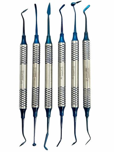Dental Composite Resin Filling Gold Coated Restorative Kit - Composite Dental Hand Instruments - Dental Tools Professional Stainless Steel Restorative Instruments - Artlab (Blue - Set of 6) in Saudi Arabia