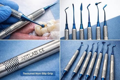 Dental Composite Resin Filling Gold Coated Restorative Kit - Composite Dental Hand Instruments - Dental Tools Professional Stainless Steel Restorative Instruments - Artlab (Blue - Set of 6) in Saudi Arabia