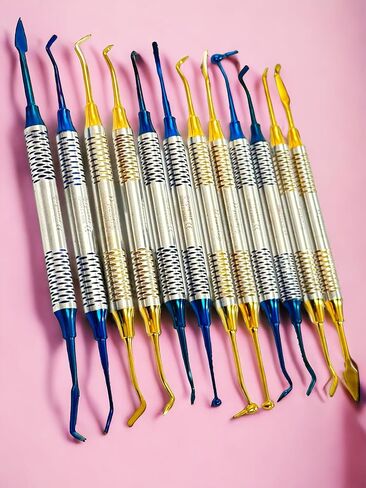 Dental Composite Resin Filling Gold Coated Restorative Kit - Composite Dental Hand Instruments - Dental Tools Professional Stainless Steel Restorative Instruments - Artlab (Blue - Set of 6) in Saudi Arabia