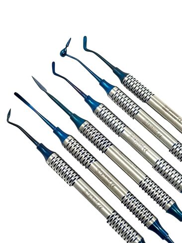 Dental Composite Resin Filling Gold Coated Restorative Kit - Composite Dental Hand Instruments - Dental Tools Professional Stainless Steel Restorative Instruments - Artlab (Blue - Set of 6) in Saudi Arabia