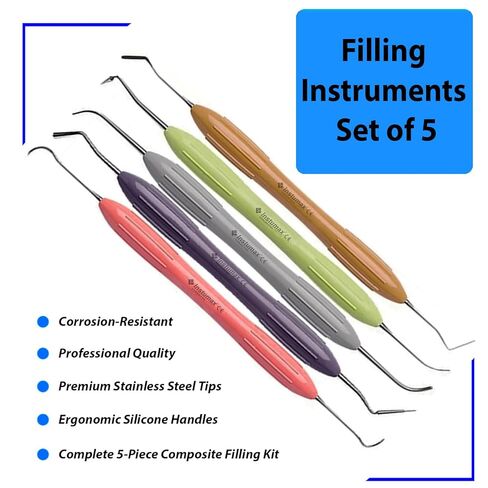 Dental Composite Placement Filling Instruments Silicon Handle Restoration Plugger/Spatula Appling Condensing Resin Tooth Restoration Set Of 5 in Saudi Arabia