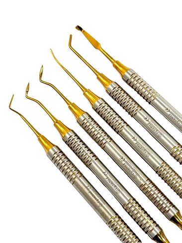 Dental Composite Resin Filled Scraper, Non Stick Dental Filling Spatula,Double Headed Dental Restoration Tool (6 Gold + 6 Blue) in Saudi Arabia