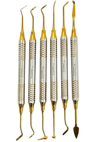 Dental Composite Resin Filled Scraper, Non Stick Dental Filling Spatula,Double Headed Dental Restoration Tool (6 Gold + 6 Blue) in Saudi Arabia