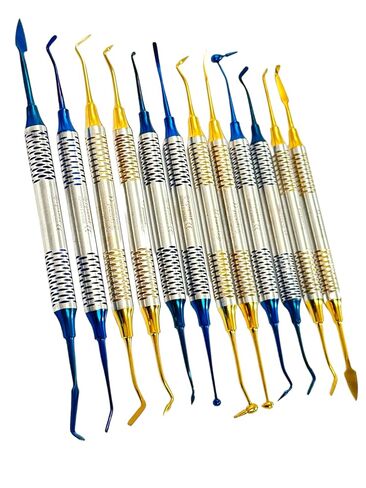 Dental Composite Resin Filled Scraper, Non Stick Dental Filling Spatula,Double Headed Dental Restoration Tool (6 Gold + 6 Blue) in Saudi Arabia