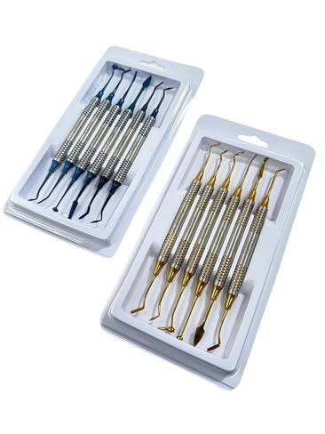 Dental Composite Resin Filled Scraper, Non Stick Dental Filling Spatula,Double Headed Dental Restoration Tool (6 Gold + 6 Blue) in Saudi Arabia