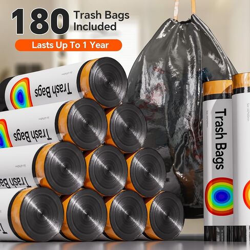 سلة مهملات الحمام CTIME مع غطاء، سلة مهملات بمستشعر نحيف بدون لمس سعة 3.5 جالون، سلة مهملات ذكية بالشفط التلقائي، مناسبة لغرف النوم والمكاتب والمطابخ والحمامات. in Kuwait