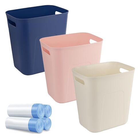 UUJOLY Small Bathroom Trash Can with Trash Bag Wastebasket Garbage Can for Bathrooms, Laundry Room, Kitchens, Offices, Kids Rooms, Dorms, 3.5 Gallons, 3 Pack (Black) in Saudi Arabia