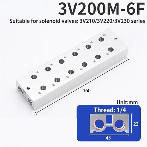 قاعدة صمام الملف اللولبي المنوع الهوائي سلسلة 3V تنطبق على: 3V210/3V220/3V230 3V200M-1F 2F 3F 4F 5F 6F 7F 8F 10F 12F 14F 16F(3V200M-6F) in Kuwait