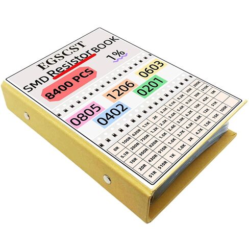 8400PCS 0805+1206+0603+0402+0201 SMD Resistor Kit from 0Ω to 1MΩ 1%, Electronics Component Assortment Sample Book for DIY Project, Electronics Prototyping and Repair in Kuwait