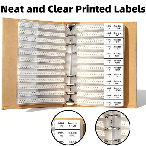 8400PCS 0805+1206+0603+0402+0201 SMD Resistor Kit from 0Ω to 1MΩ 1%, Electronics Component Assortment Sample Book for DIY Project, Electronics Prototyping and Repair in Kuwait