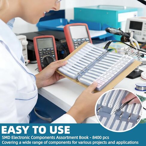 8400PCS 0805+1206+0603+0402+0201 SMD Resistor Kit from 0Ω to 1MΩ 1%, Electronics Component Assortment Sample Book for DIY Project, Electronics Prototyping and Repair in Kuwait