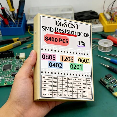 8400PCS 0805+1206+0603+0402+0201 SMD Resistor Kit from 0Ω to 1MΩ 1%, Electronics Component Assortment Sample Book for DIY Project, Electronics Prototyping and Repair in Kuwait