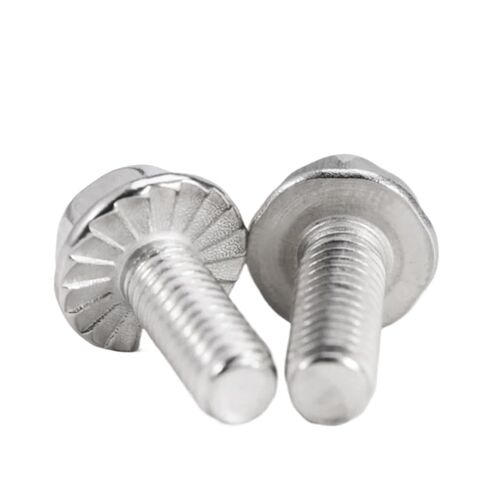 M3 M4 M5 M6 M8 مسامير شفة 304 A2 من الفولاذ المقاوم للصدأ مع رأس غسالة سداسية مسننة مسننة بخيط متري 5 ~ 60 مم (مع ترس، M6-5PCS_45MM) in Kuwait