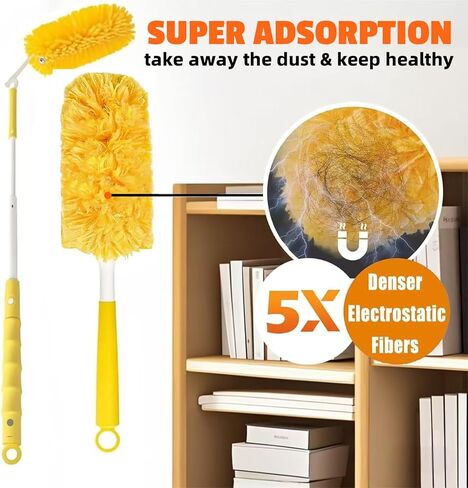 20-Pack Duster Refills Compatible for Swiffer Duster, 360° Heavy Duty Duster Refills with 1 Extended Handle 3FT +1 Short Handle, Multi-Surface Cleaning Kit for Blinds Bookshelf Furniture Ceiling Fans in Saudi Arabia