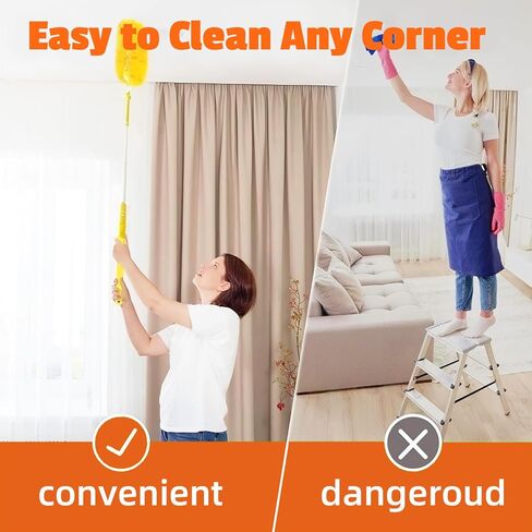 20-Pack Duster Refills Compatible for Swiffer Duster, 360° Heavy Duty Duster Refills with 1 Extended Handle 3FT +1 Short Handle, Multi-Surface Cleaning Kit for Blinds Bookshelf Furniture Ceiling Fans in Saudi Arabia