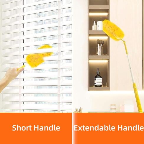 20-Pack Duster Refills Compatible for Swiffer Duster, 360° Heavy Duty Duster Refills with 1 Extended Handle 3FT +1 Short Handle, Multi-Surface Cleaning Kit for Blinds Bookshelf Furniture Ceiling Fans in Saudi Arabia