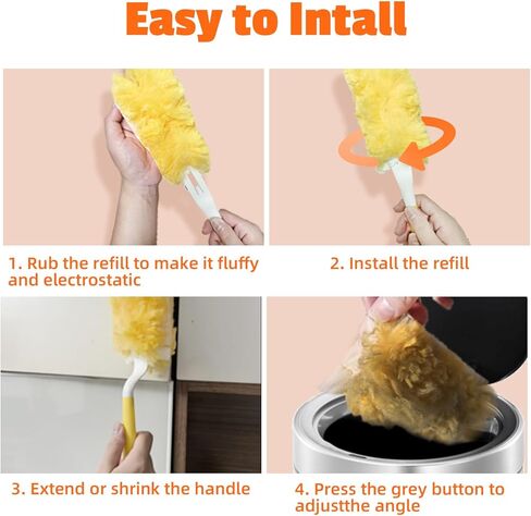 20-Pack Duster Refills Compatible for Swiffer Duster, 360° Heavy Duty Duster Refills with 1 Extended Handle 3FT +1 Short Handle, Multi-Surface Cleaning Kit for Blinds Bookshelf Furniture Ceiling Fans in Saudi Arabia