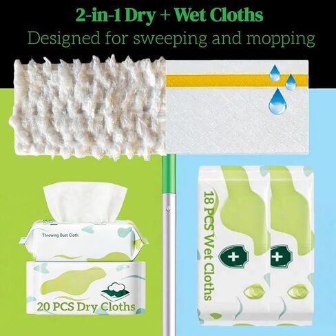 76 قطعة قابلة لإعادة التعبئة متوافقة مع مكنسة سويفر، 40 قطعة قماش جافة و36 وسادة مبللة، وسادات ممسحة قابلة لإعادة التعبئة لتنظيف الأرضيات in Kuwait