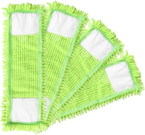 4Pcs Soft Flat Mop Refill Pads, High Absorption Cloth for Multi-Surface Floor Cleaning, 15.35-inch Board Compatible, Green in Kuwait
