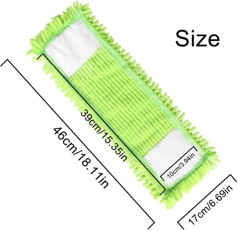 4Pcs Soft Flat Mop Refill Pads, High Absorption Cloth for Multi-Surface Floor Cleaning, 15.35-inch Board Compatible, Green in Kuwait