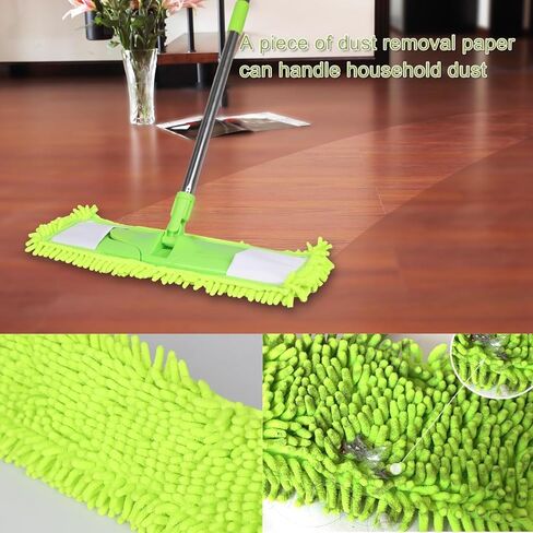 4Pcs Soft Flat Mop Refill Pads, High Absorption Cloth for Multi-Surface Floor Cleaning, 15.35-inch Board Compatible, Green in Kuwait